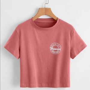 Salmon Color Cropped Tee